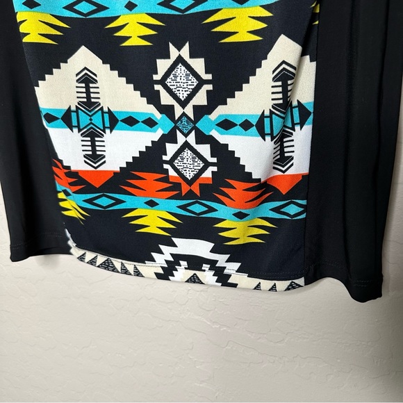 Iris Basic Aztec Print Dress, Sheer Mesh Long Sleeve, size large - Picture 6 of 10
